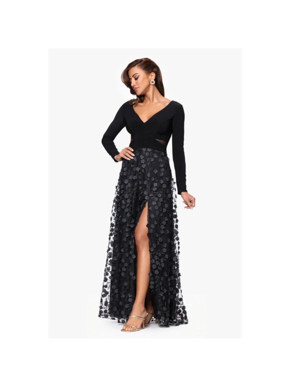 Xscape Formal Evening Gown Size 8 Black Wedding Romantic Cocktail Party Dress - Picture 4 of 7